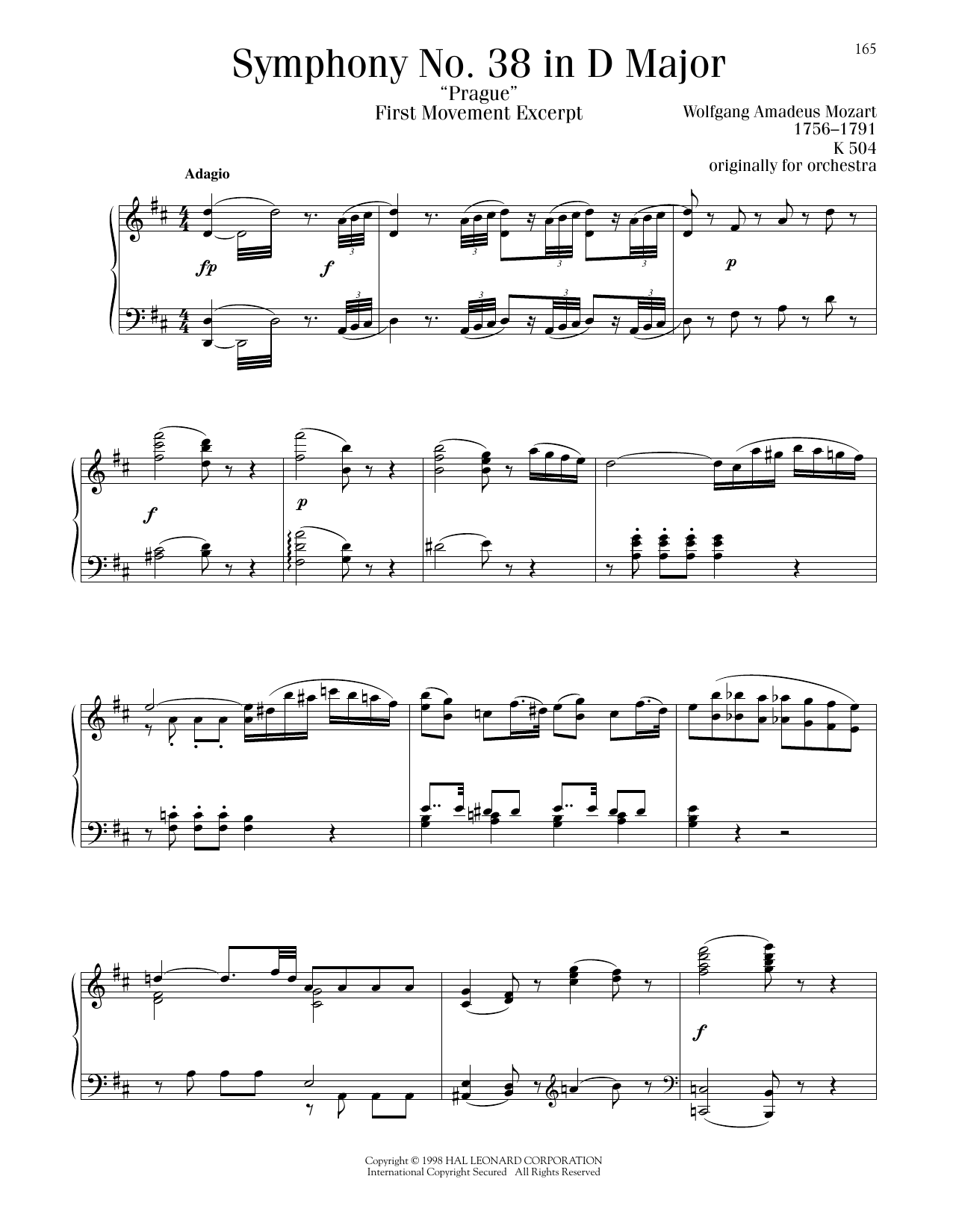 Wolfgang Amadeus Mozart Symphony No. 38 in D Major (