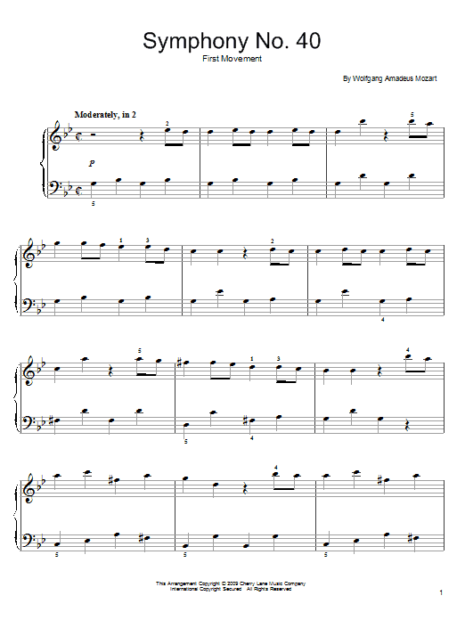 Wolfgang Amadeus Mozart Symphony No. 40 In G Minor, First Movement Excerpt Sheet Music Notes & Chords for Violin - Download or Print PDF