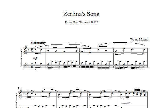 Wolfgang Amadeus Mozart Zerlina's Song From Don Giovanni K527 Sheet Music Notes & Chords for Piano - Download or Print PDF