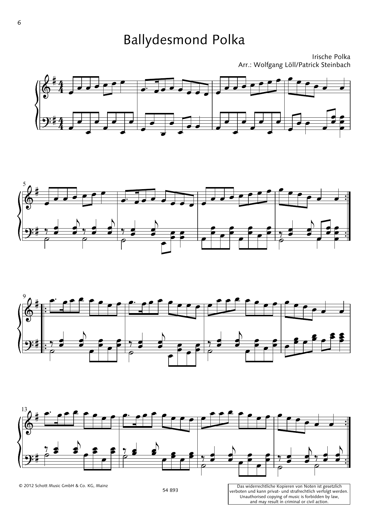 Wolfgang Löll Ballydesmond Polka Sheet Music Notes & Chords for Piano Solo - Download or Print PDF