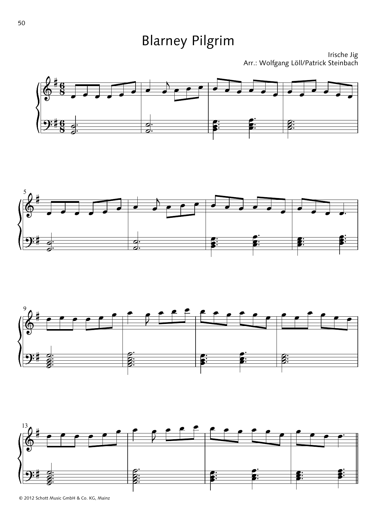 Wolfgang Löll Blarney Pilgrim Sheet Music Notes & Chords for Piano Solo - Download or Print PDF
