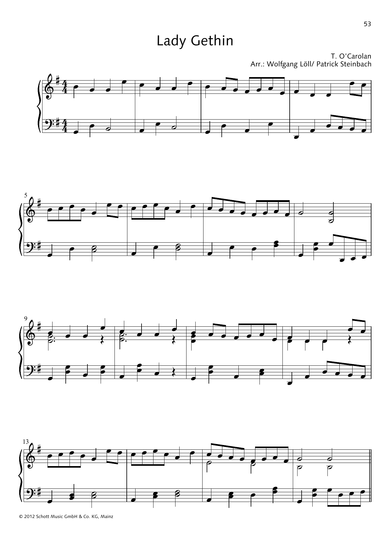Wolfgang Löll Lady Gethin Sheet Music Notes & Chords for Piano Solo - Download or Print PDF