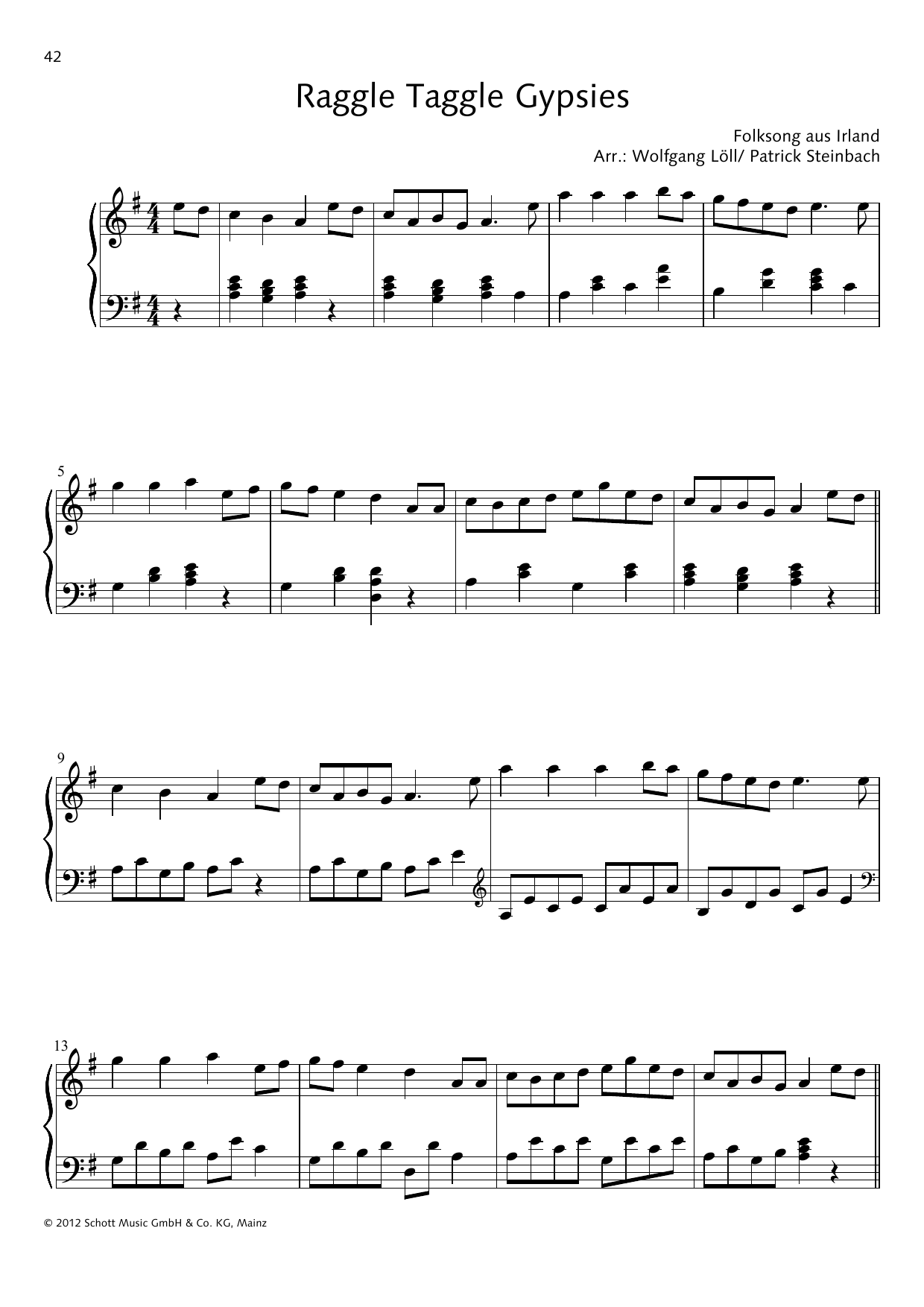 Wolfgang Löll Raggle Taggle Gypsies Sheet Music Notes & Chords for Piano Solo - Download or Print PDF