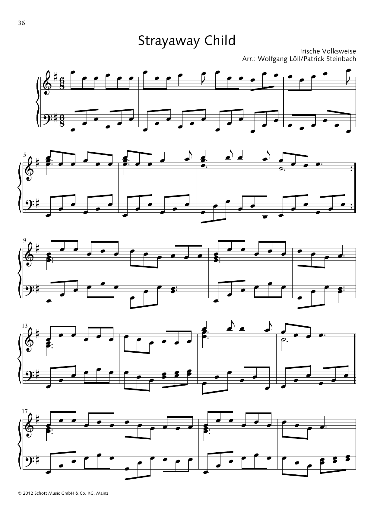 Wolfgang Löll Strayaway Child Sheet Music Notes & Chords for Piano Solo - Download or Print PDF