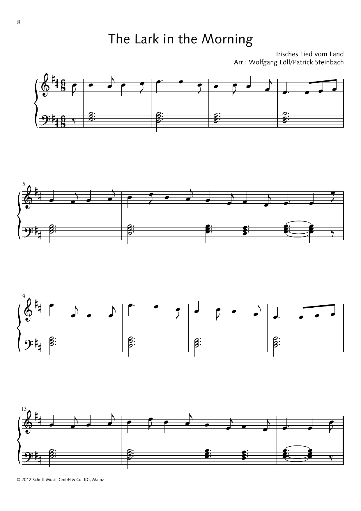 Wolfgang Löll The Lark in the Morning Sheet Music Notes & Chords for Piano Solo - Download or Print PDF