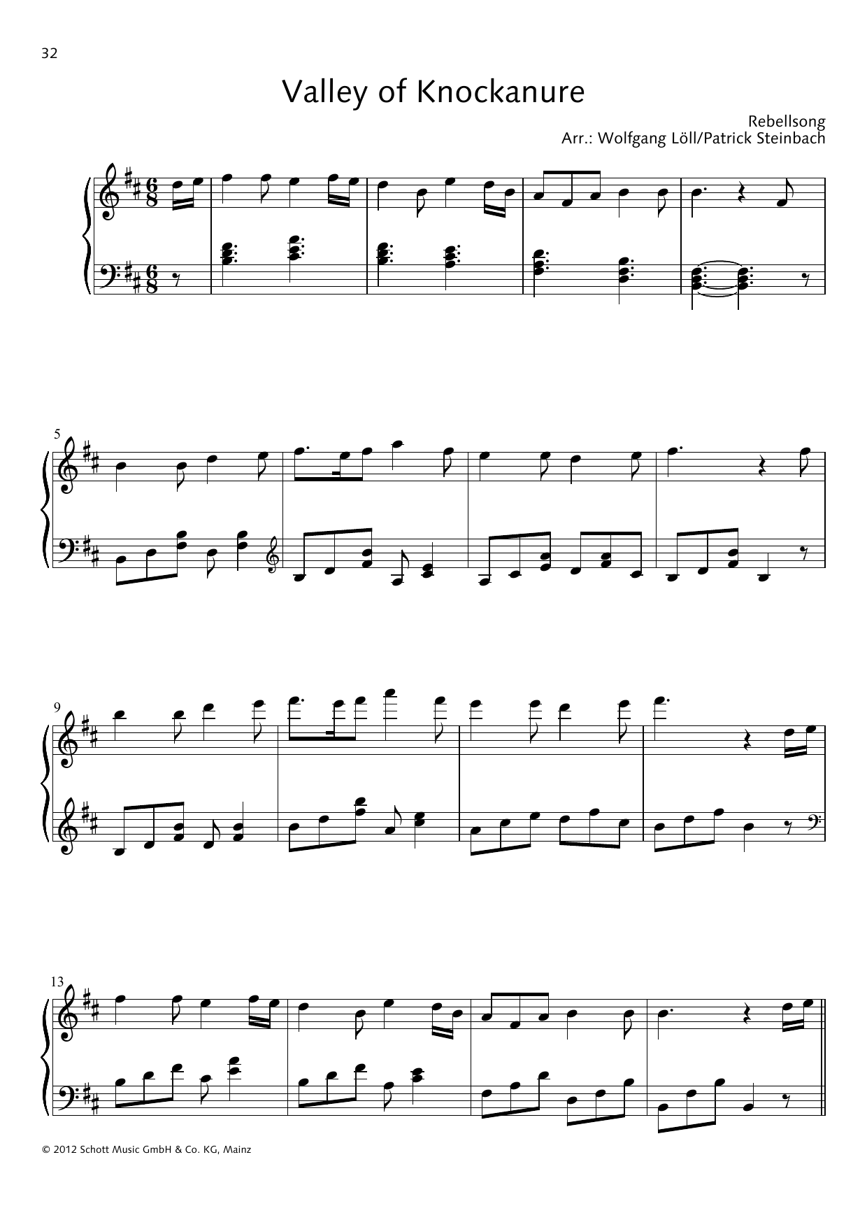 Wolfgang Löll Valley of Knockanure Sheet Music Notes & Chords for Piano Solo - Download or Print PDF