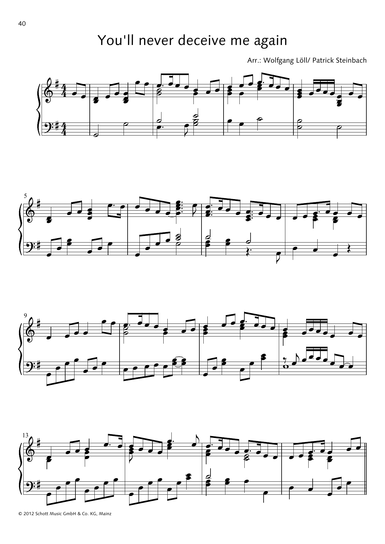 Wolfgang Löll You'll never deceive me again Sheet Music Notes & Chords for Piano Solo - Download or Print PDF
