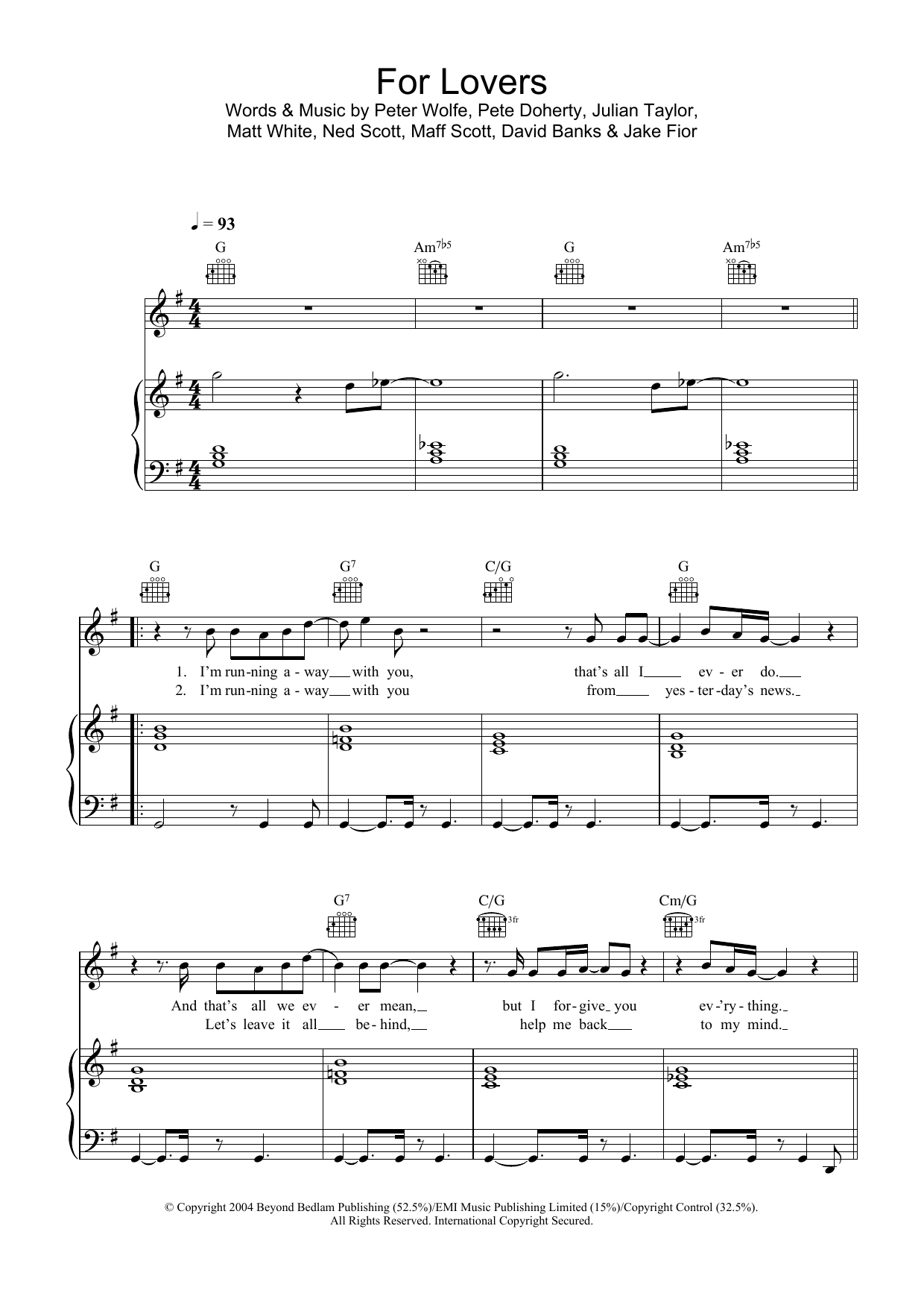 Wolfman For Lovers (featuring Pete Doherty) Sheet Music Notes & Chords for Lead Sheet / Fake Book - Download or Print PDF