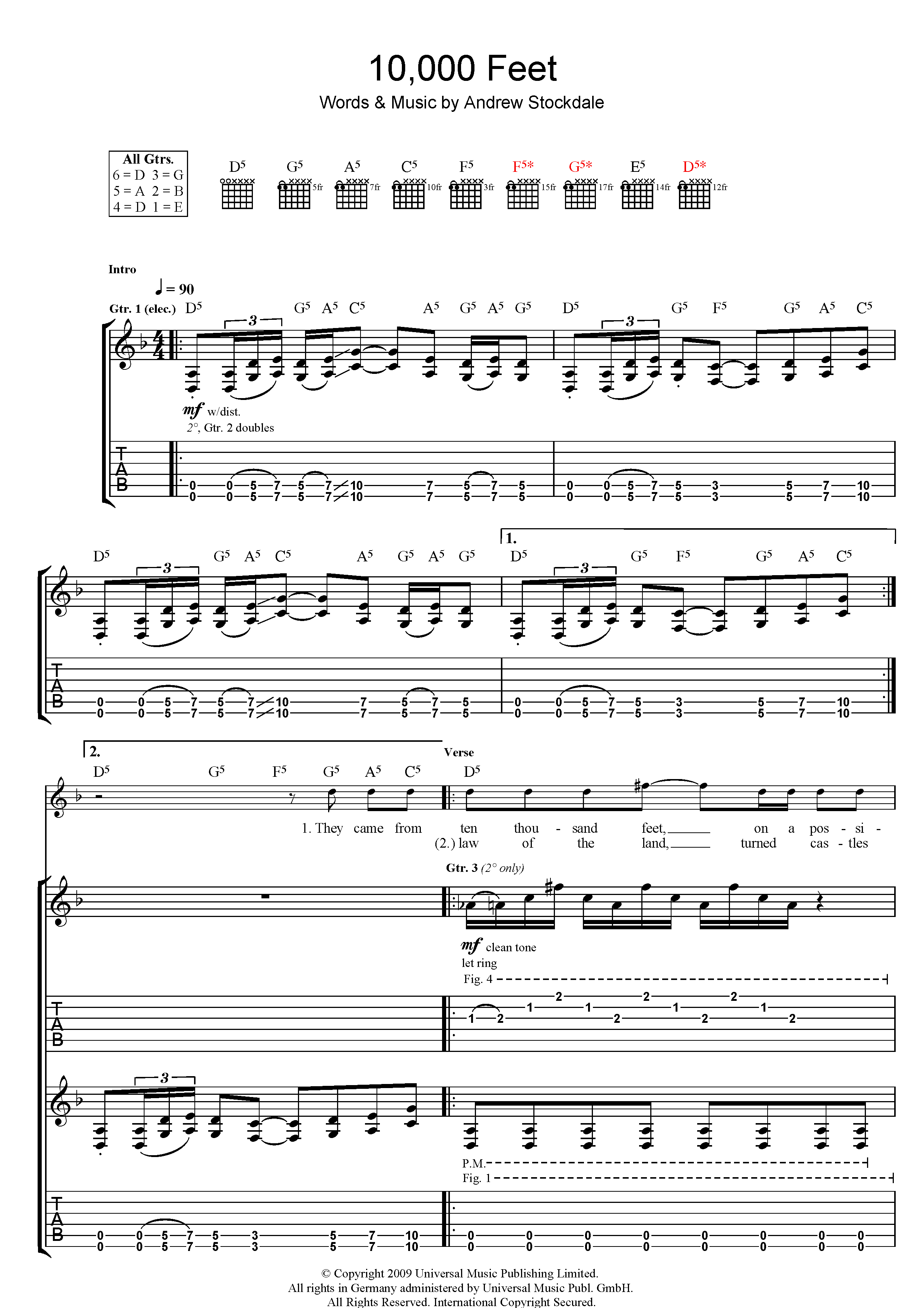 Wolfmother 10,000 Feet Sheet Music Notes & Chords for Guitar Tab - Download or Print PDF