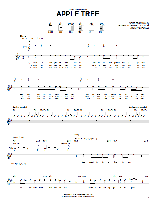 Wolfmother Apple Tree Sheet Music Notes & Chords for Guitar Tab - Download or Print PDF