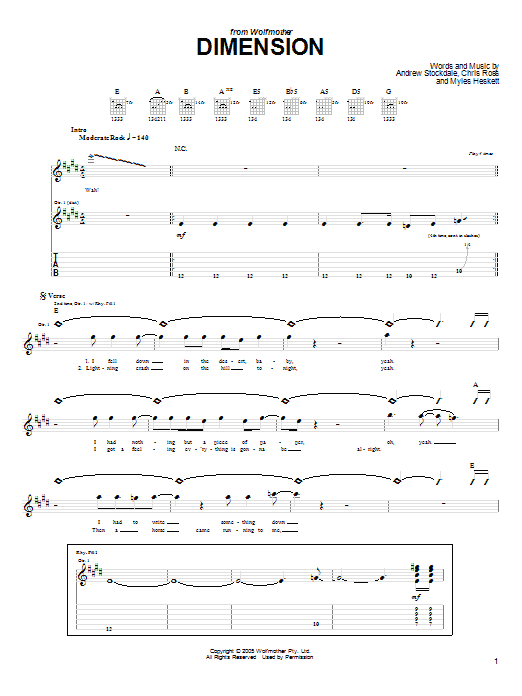 Wolfmother Dimension Sheet Music Notes & Chords for Guitar Tab - Download or Print PDF Wolfmother Dimension Sheet Music Notes & Chords for Guitar Tab - Download or Print PDF