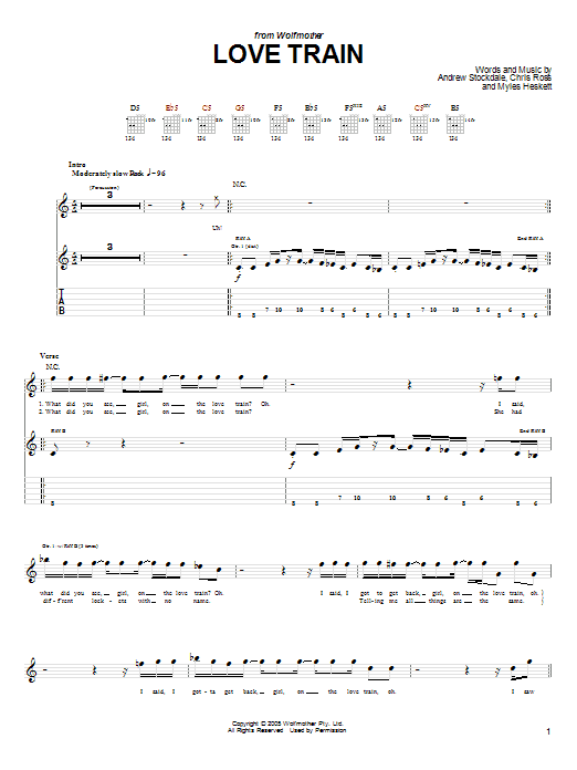 Wolfmother Love Train Sheet Music Notes & Chords for Guitar Tab - Download or Print PDF