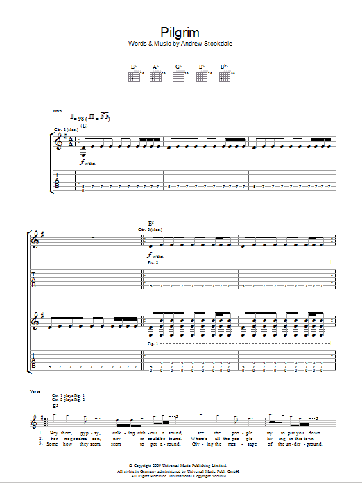 Wolfmother Pilgrim Sheet Music Notes & Chords for Guitar Tab - Download or Print PDF