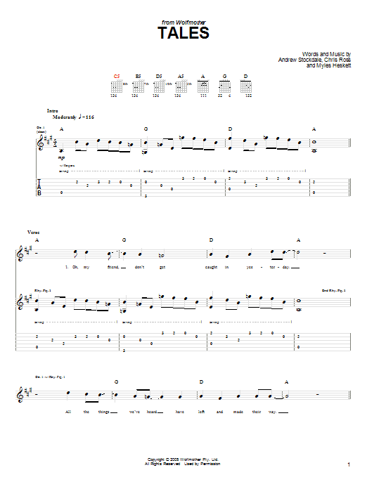 Wolfmother Tales Sheet Music Notes & Chords for Guitar Tab - Download or Print PDF