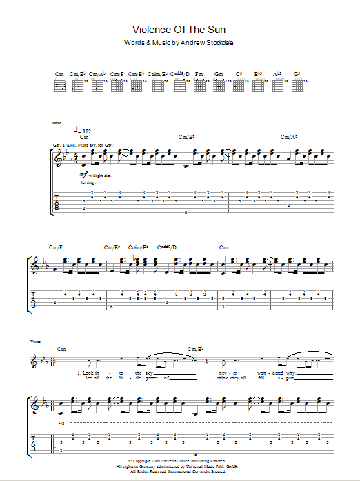 Wolfmother Violence Of The Sun Sheet Music Notes & Chords for Guitar Tab - Download or Print PDF