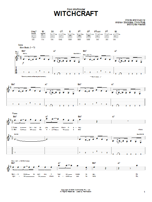 Wolfmother Witchcraft Sheet Music Notes & Chords for Guitar Tab - Download or Print PDF Wolfmother Witchcraft Sheet Music Notes & Chords for Guitar Tab - Download or Print PDF