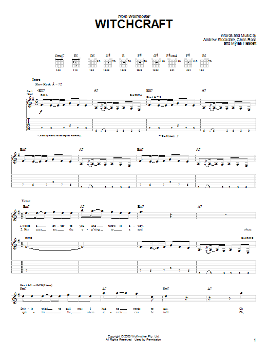 Wolfmother Witchcraft Sheet Music Notes & Chords for Guitar Tab - Download or Print PDF