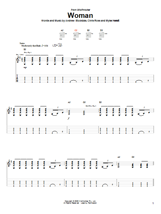 Wolfmother Woman Sheet Music Notes & Chords for Guitar Lead Sheet - Download or Print PDF