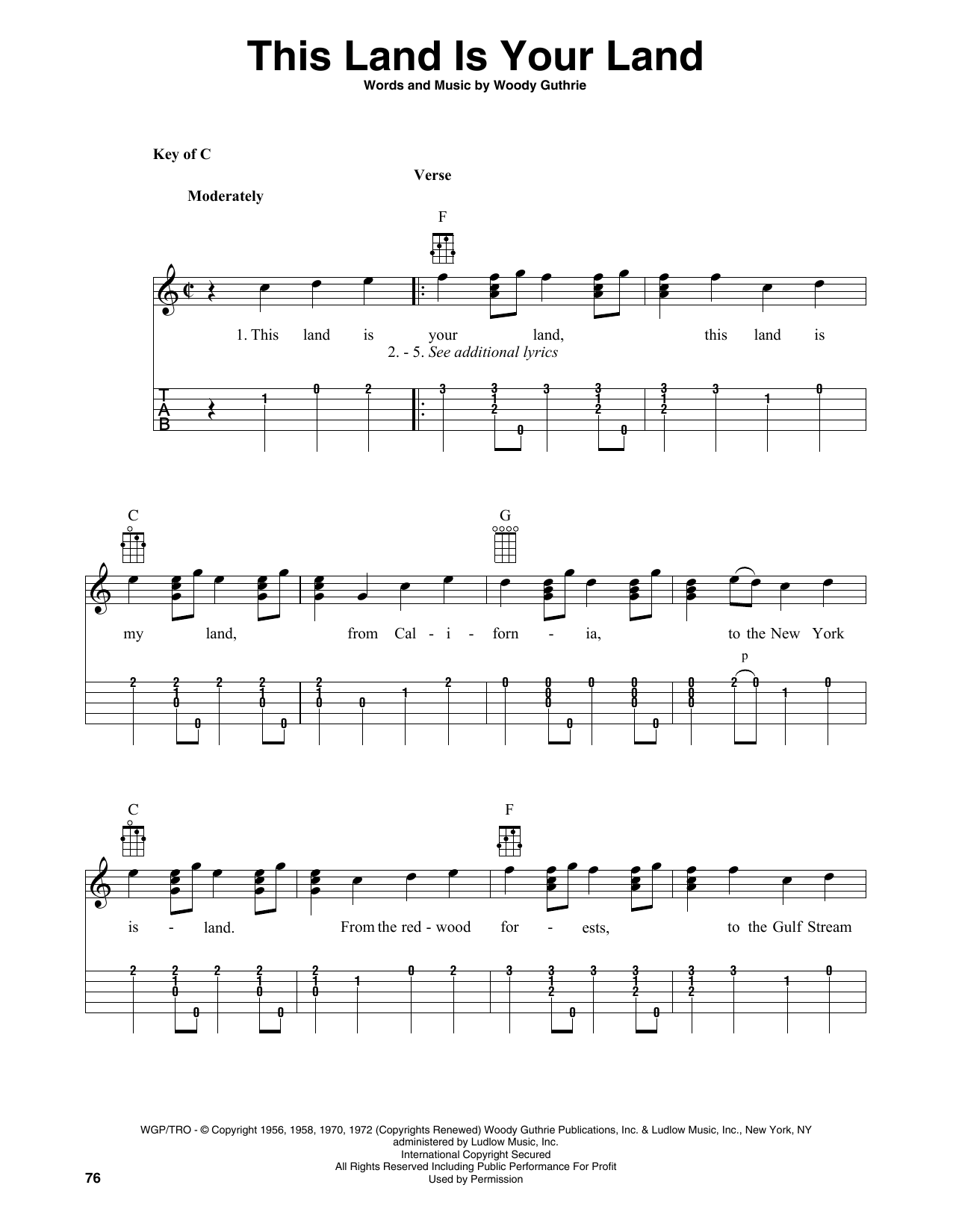 Woody Guthrie This Land Is Your Land (arr. Fred Sokolow) Sheet Music Notes & Chords for Banjo Tab - Download or Print PDF