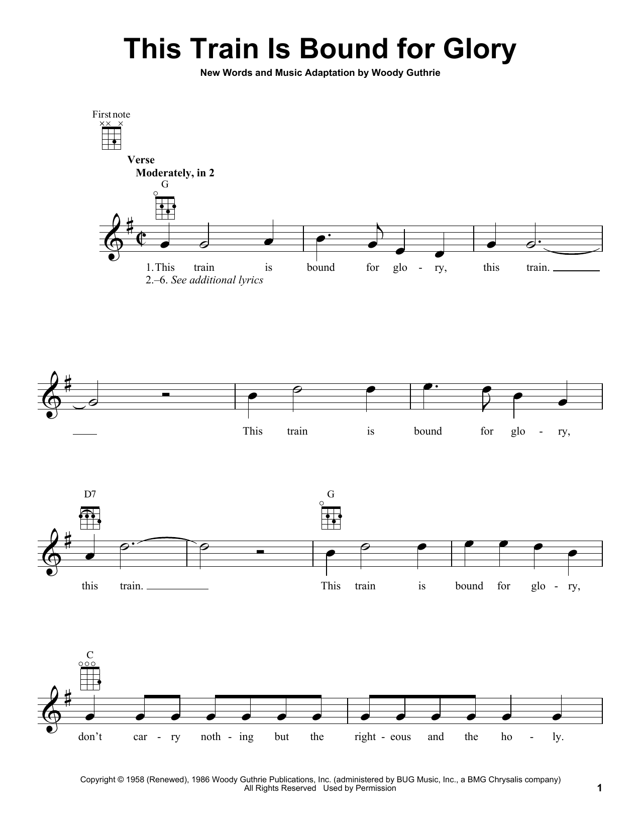 Woody Guthrie This Train Is Bound For Glory Sheet Music Notes & Chords for Ukulele - Download or Print PDF