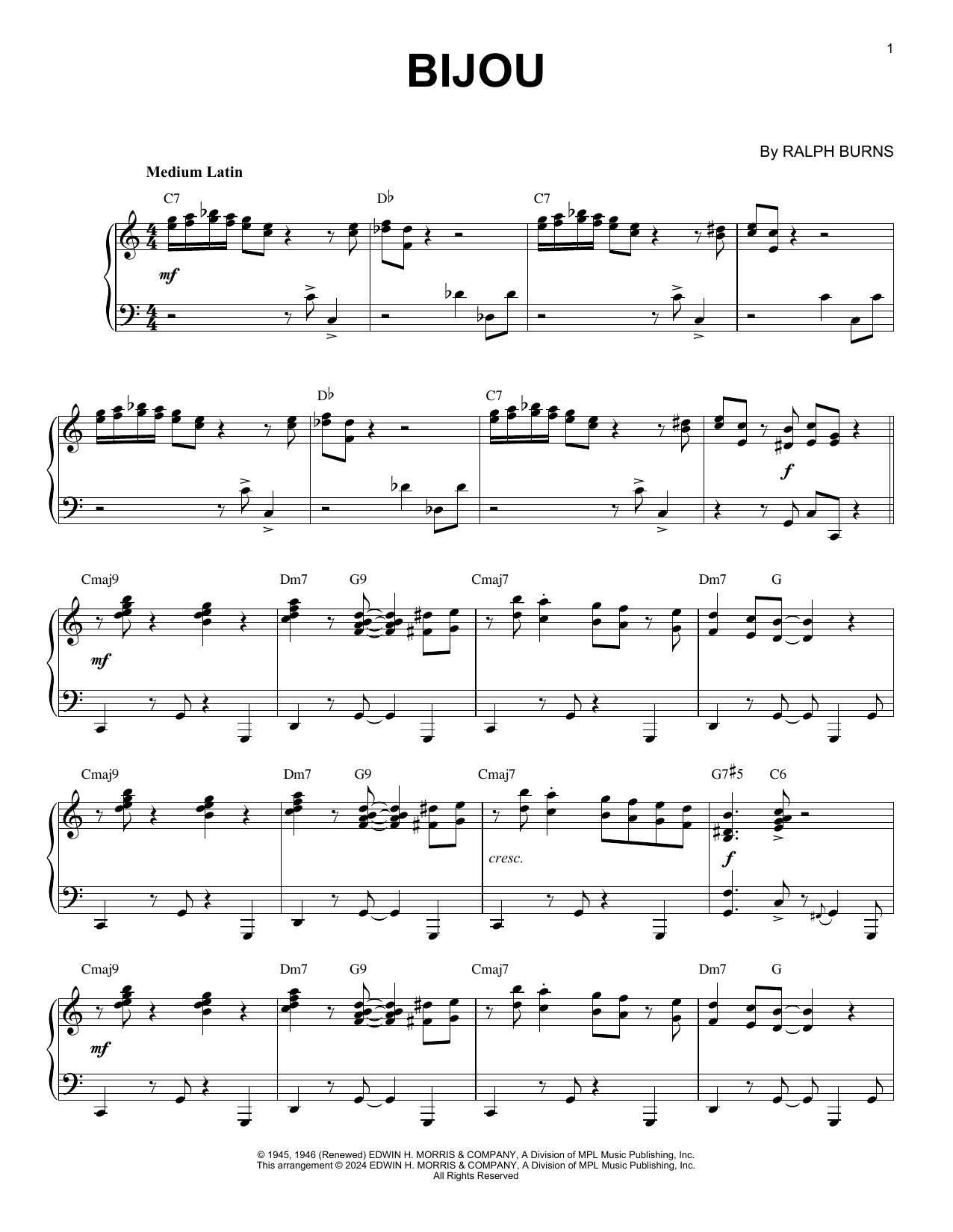 Woody Herman & His Orchestra Bijou (arr. Brent Edstrom) Sheet Music Notes & Chords for Piano Solo - Download or Print PDF