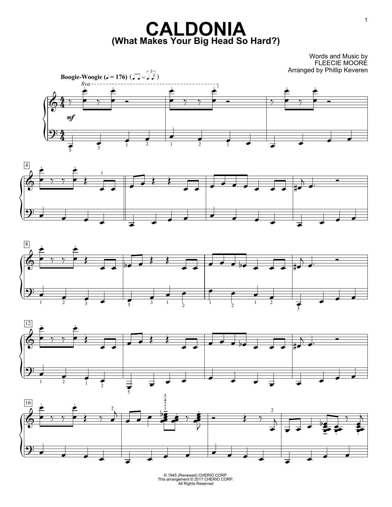 Phillip Keveren Caldonia (What Makes Your Big Head So Hard?) Sheet Music Notes & Chords for Piano Solo - Download or Print PDF
