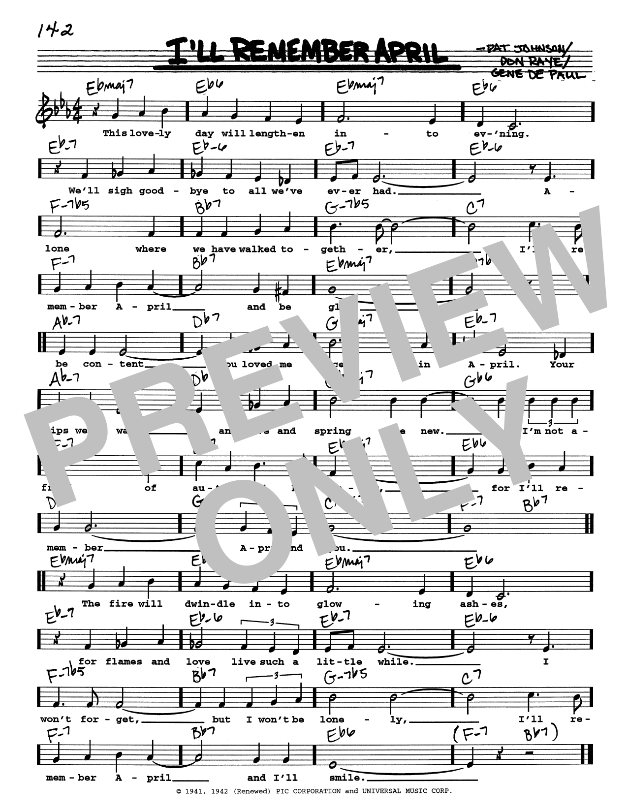 Woody Herman & His Orchestra I'll Remember April (Low Voice) Sheet Music Notes & Chords for Real Book – Melody, Lyrics & Chords - Download or Print PDF