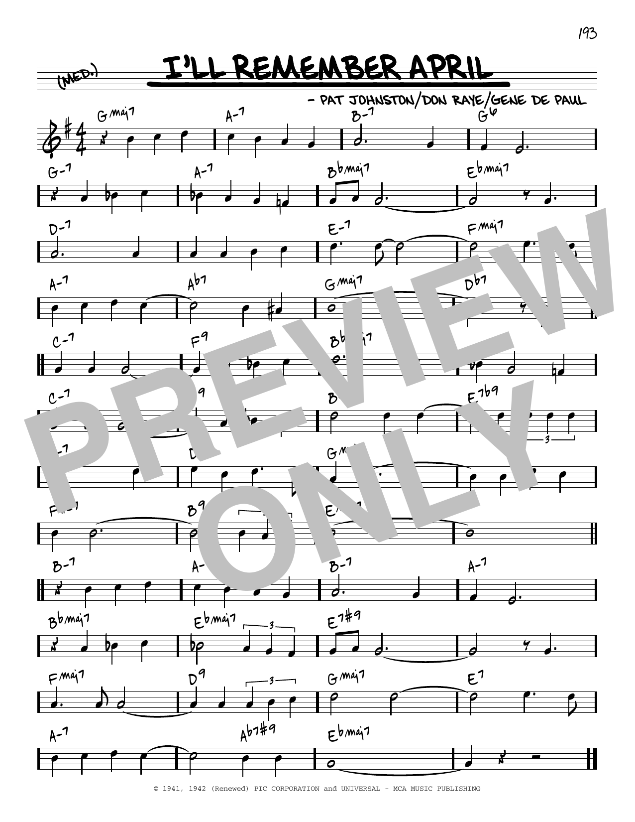 Woody Herman & His Orchestra I'll Remember April [Reharmonized version] (arr. Jack Grassel) Sheet Music Notes & Chords for Real Book – Melody & Chords - Download or Print PDF