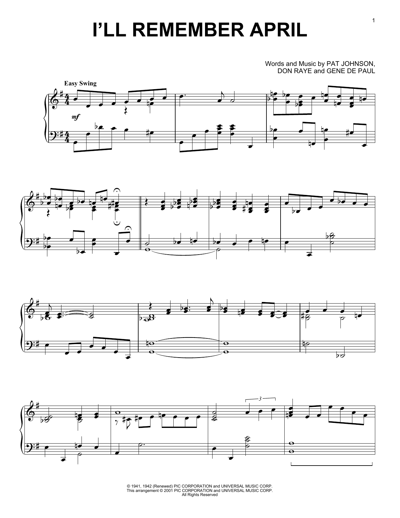 Woody Herman & His Orchestra I'll Remember April Sheet Music Notes & Chords for Lead Sheet / Fake Book - Download or Print PDF