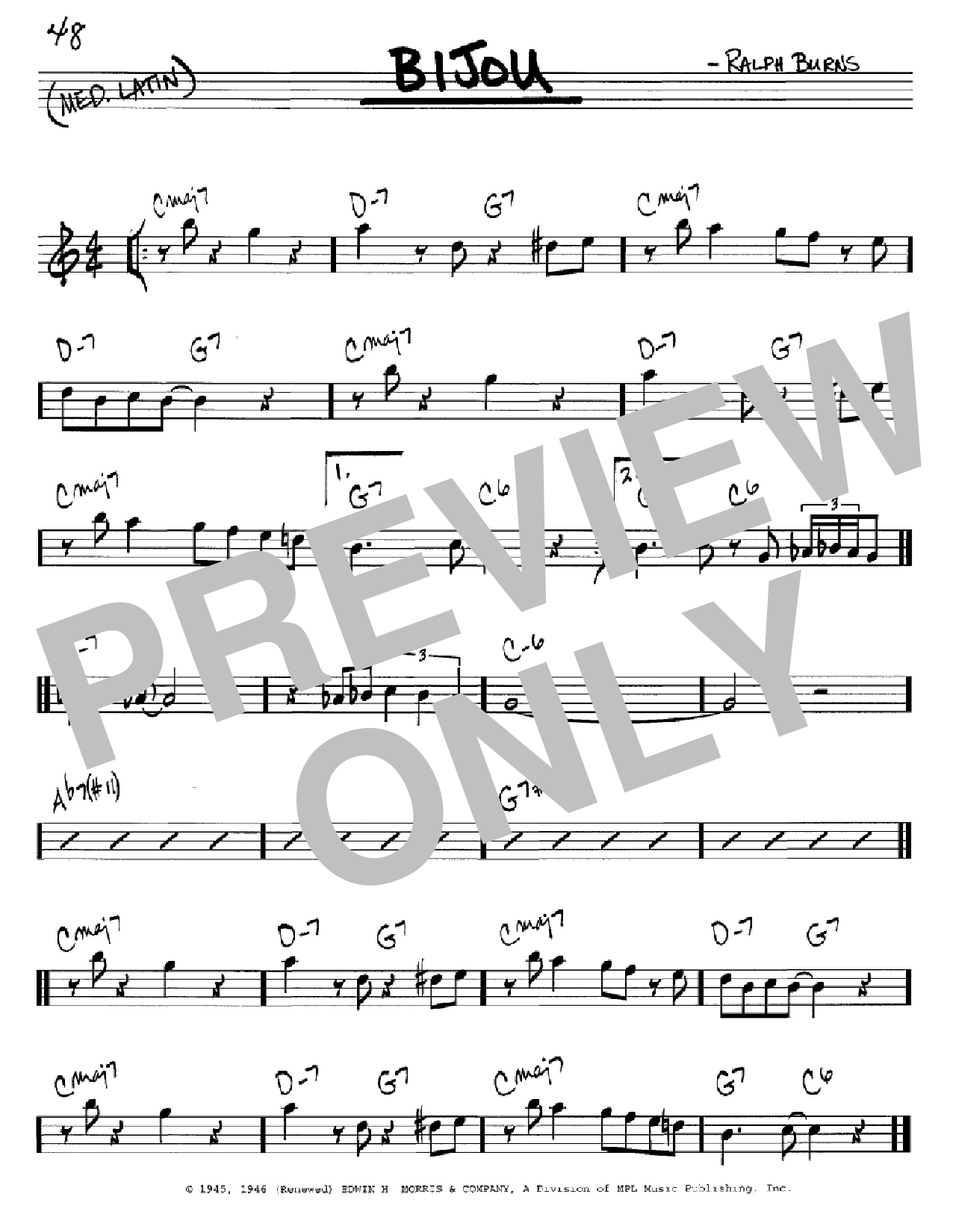 Woody Herman Bijou Sheet Music Notes & Chords for Real Book - Melody & Chords - C Instruments - Download or Print PDF