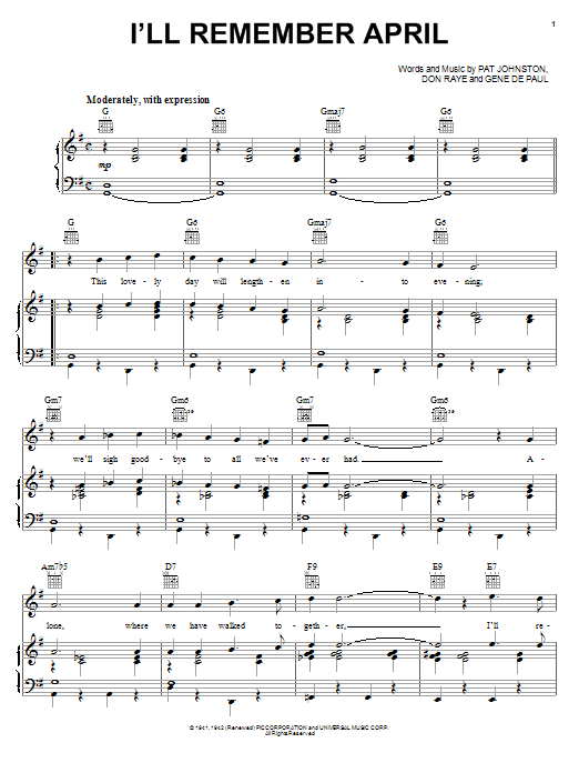 Woody Herman I'll Remember April Sheet Music Notes & Chords for Guitar Tab - Download or Print PDF