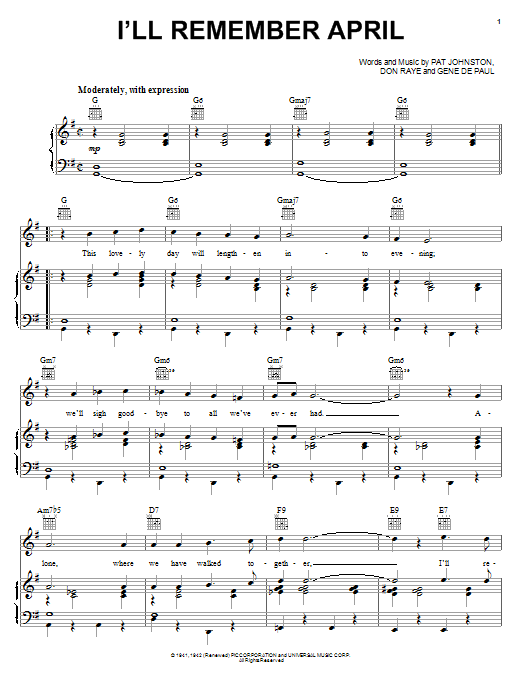 Woody Herman I'll Remember April Sheet Music Notes & Chords for Easy Piano - Download or Print PDF