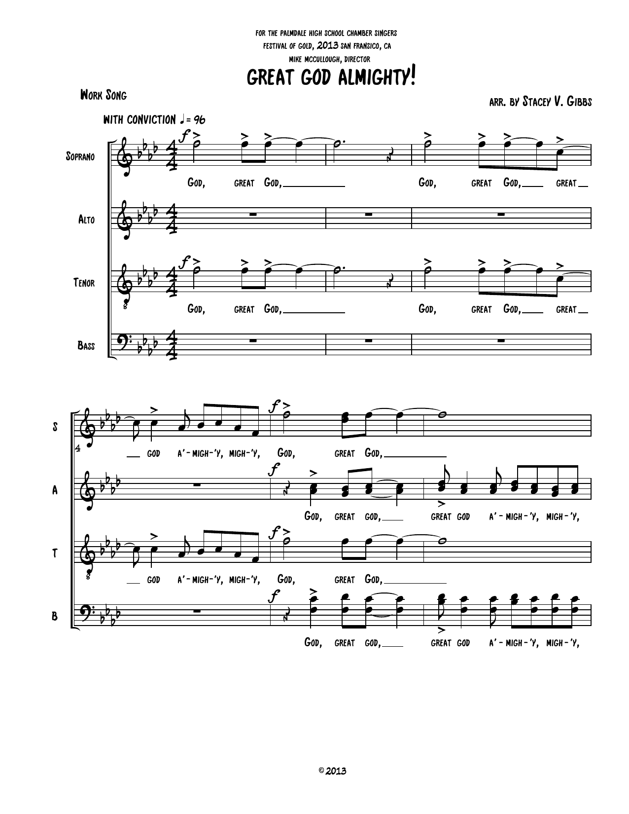 Work Song Great God Almighty (arr. Stacey V. Gibbs) Sheet Music Notes & Chords for SATB Choir - Download or Print PDF