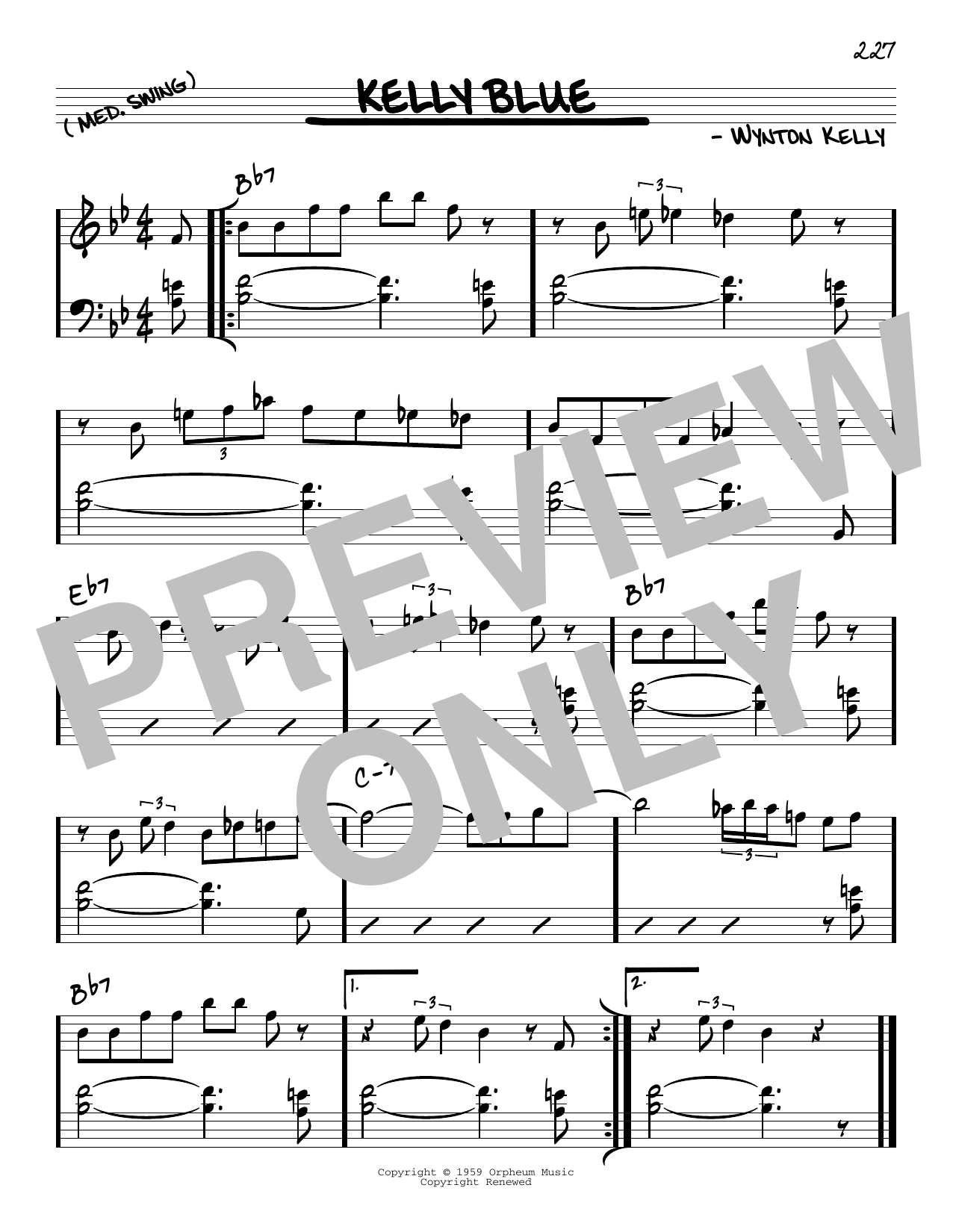 Wynton Kelly Kelly Blue Sheet Music Notes & Chords for Real Book – Melody & Chords - Download or Print PDF