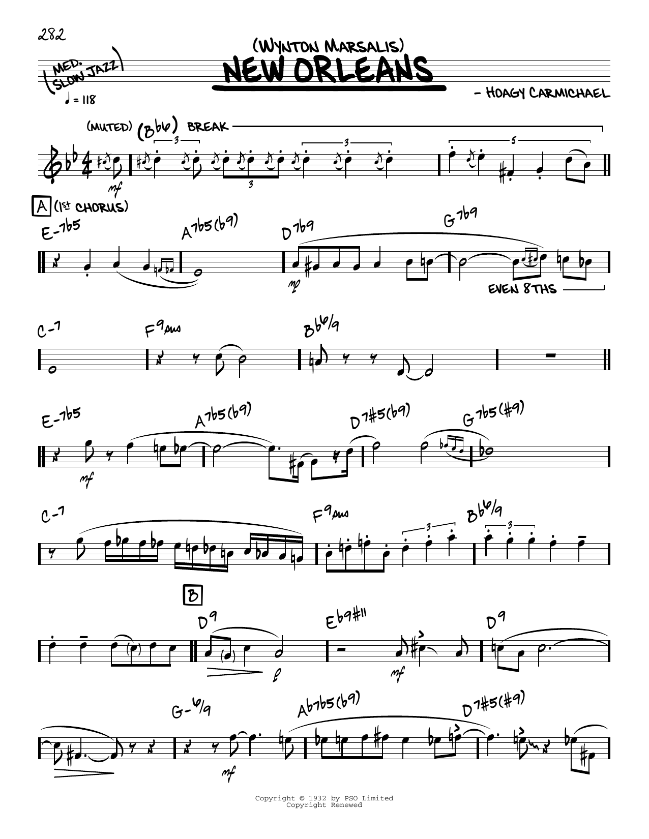 Wynton Marsalis New Orleans (solo only) Sheet Music Notes & Chords for Real Book – Melody & Chords - Download or Print PDF