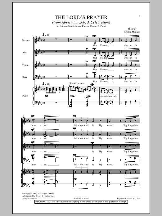 Wynton Marsalis The Lord's Prayer Sheet Music Notes & Chords for SATB - Download or Print PDF