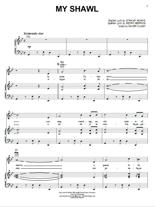 Xavier Cugat My Shawl sheet music notes and chords. Download Printable PDF.