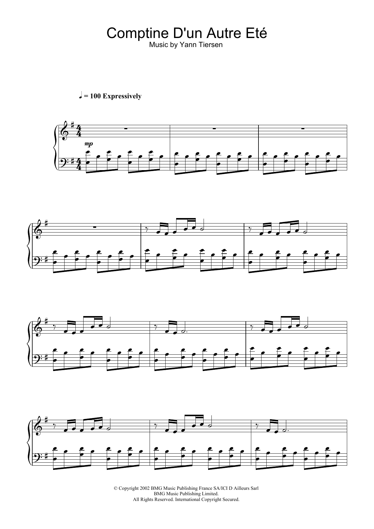Yann Tiersen Comptine D'un Autre Eté (from Amélie) Sheet Music Notes & Chords for Piano - Download or Print PDF