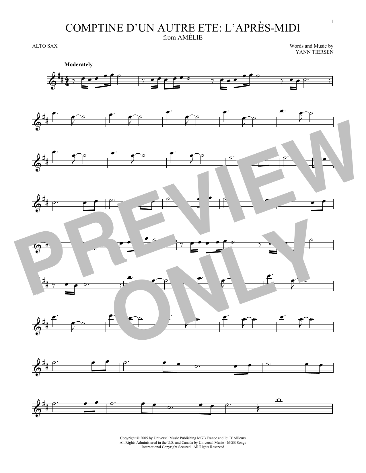 Yann Tiersen Comptine d'un autre été: L'après-midi (from Amelie) Sheet Music Notes & Chords for Big Note Piano - Download or Print PDF