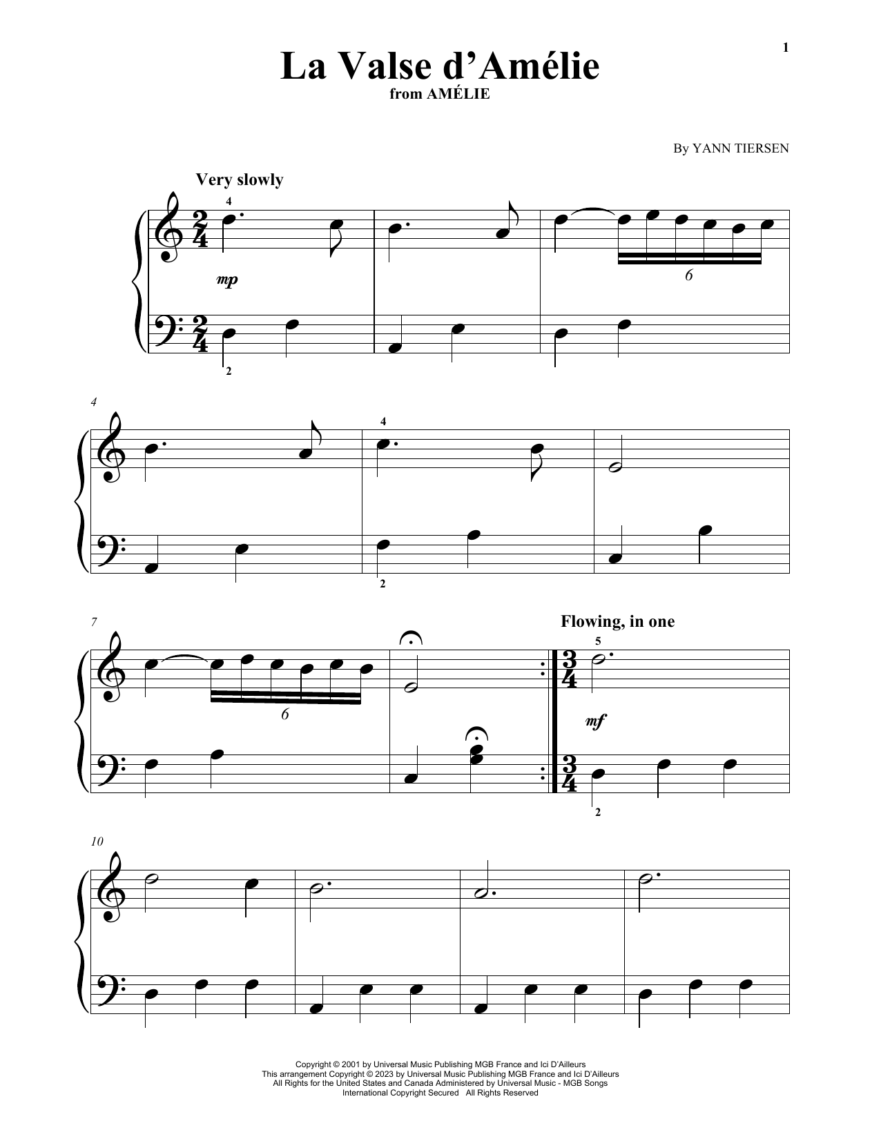 Yann Tiersen La Valse D'Amelie (from Amelie) Sheet Music Notes & Chords for Big Note Piano - Download or Print PDF