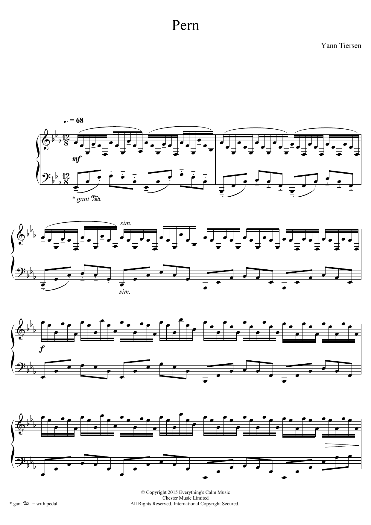 Yann Tiersen Pern Sheet Music Notes & Chords for Piano - Download or Print PDF