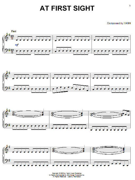 Yanni At First Sight Sheet Music Notes & Chords for Piano - Download or Print PDF Yanni At First Sight Sheet Music Notes & Chords for Piano - Download or Print PDF
