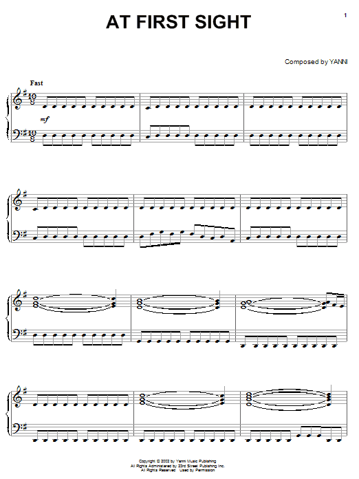 Yanni At First Sight Sheet Music Notes & Chords for Piano - Download or Print PDF