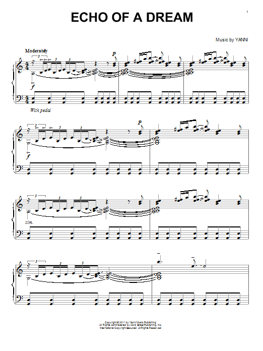 Yanni Echo Of A Dream Sheet Music Notes & Chords for Piano - Download or Print PDF