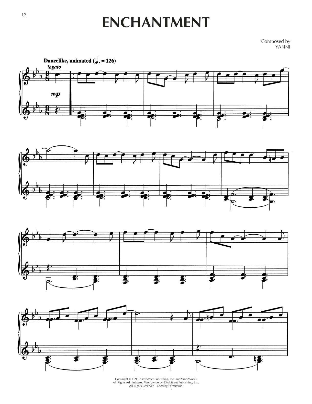 Yanni Enchantment Sheet Music Notes & Chords for Piano Solo - Download or Print PDF