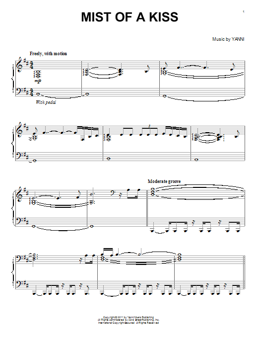 Yanni Mist Of A Kiss Sheet Music Notes & Chords for Piano - Download or Print PDF