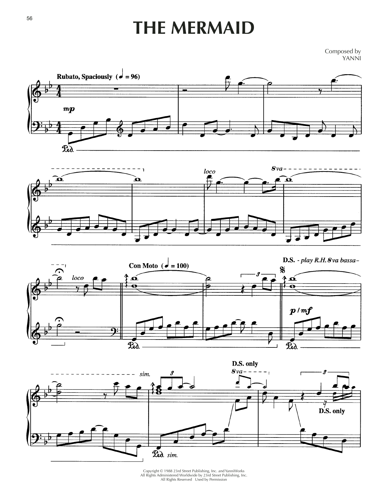 Yanni The Mermaid Sheet Music Notes & Chords for Piano Solo - Download or Print PDF