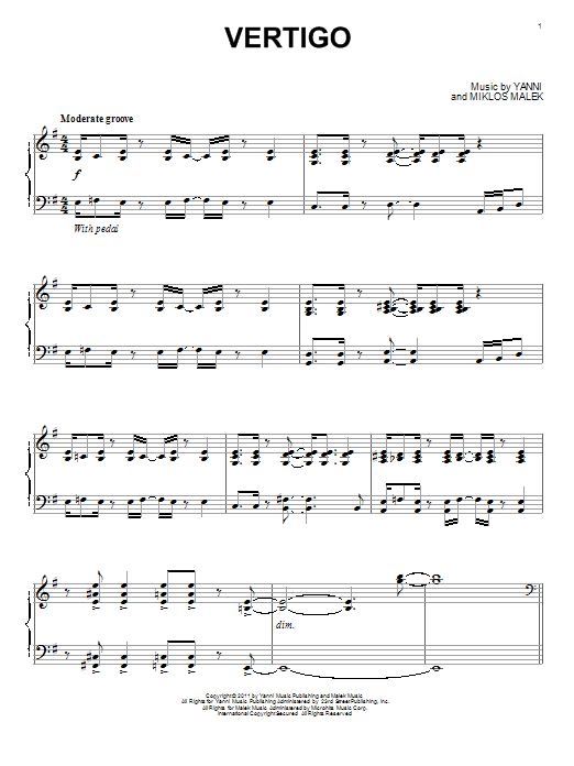 Yanni Vertigo Sheet Music Notes & Chords for Piano - Download or Print PDF