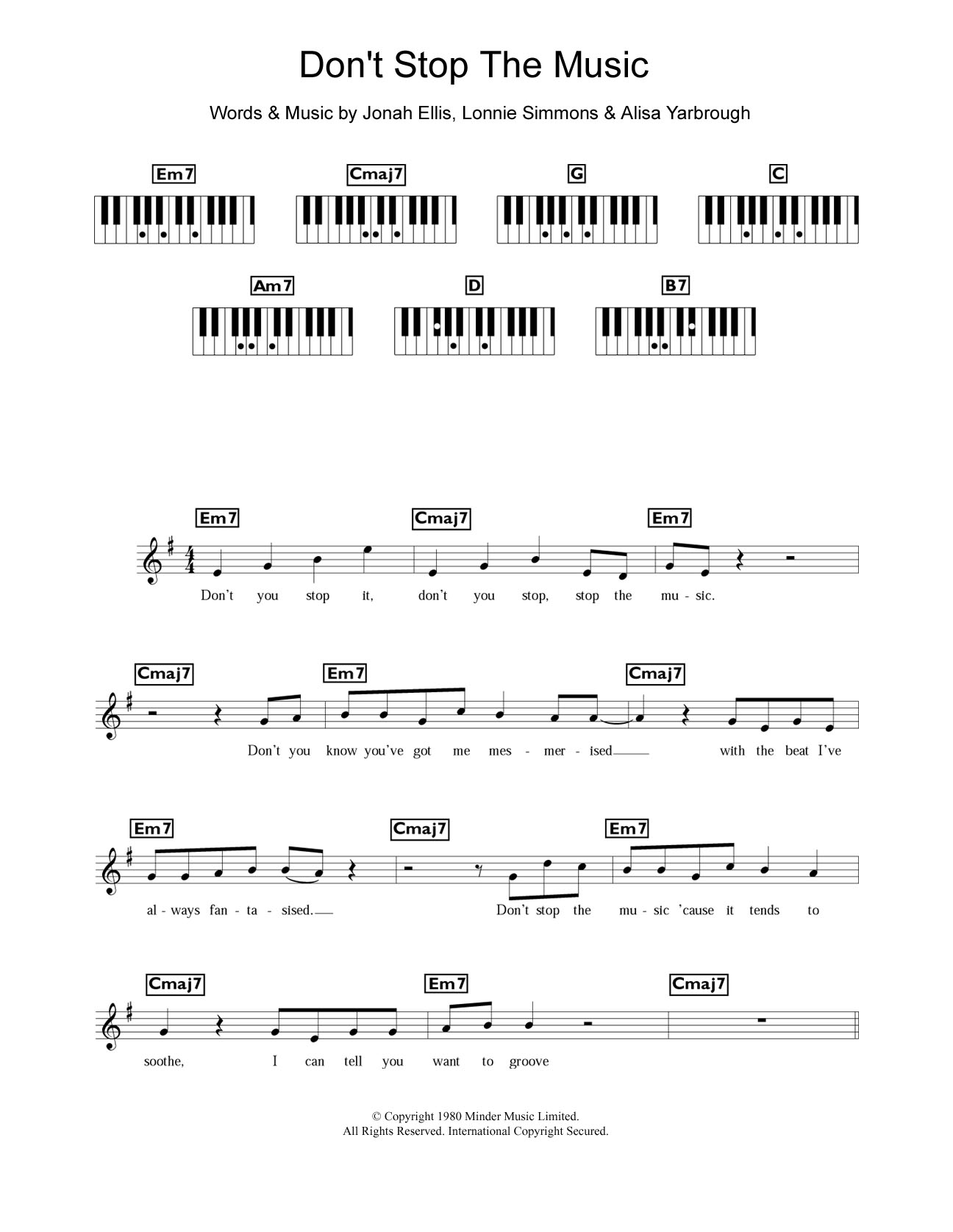 Yarbrough and Peoples Don't Stop The Music Sheet Music Notes & Chords for Keyboard - Download or Print PDF