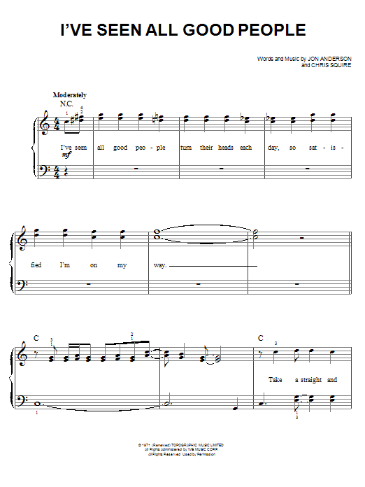 Yes I've Seen All Good People Sheet Music Notes & Chords for Guitar Tab - Download or Print PDF